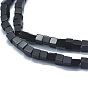 Natural Black Stone Beads Strands, Cube