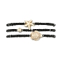 3piezas 3 conjunto de pulseras elásticas con cuentas de cristal y turquesa sintética estilo estilo, redondo y estrella de mar y tortuga