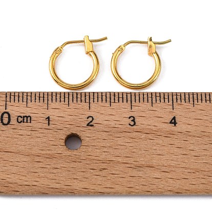 Brass Hoop Earrings, Silver Color, Nickel Free, 12x1.5mm, Hole: 10mm