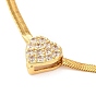 Heart 304 Stainless Steel Micro Pave Cubic Zirconia Pendant Necklaces, with Stainless Steel Snake Chains, Long-Lasting Plated