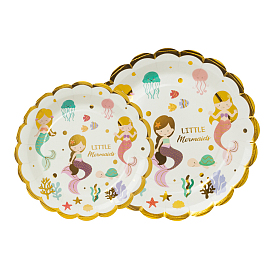 Бумажная посуда, одноразовые тарелки, с золотым ободком, партийные поставки, цветок