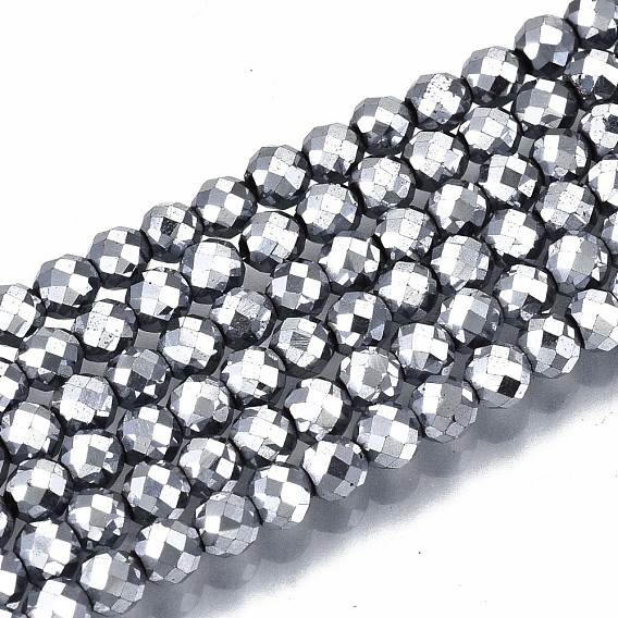 Brins de perles d'hématite synthétiques non magnétiques électrolytiques arc-en-ciel, ronde, facette