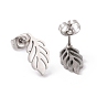 304 Stainless Steel Leaf Stud Earrings for Women