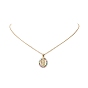 Colorful Cubic Zirconia Oval with Virgin Mary Pendant Necklace, Brass Jewelry for Women