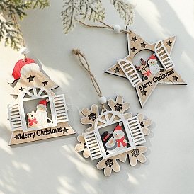 Christmas Theme Wooden Pendant Decorations, for Christmas Trees Hanging Decorations