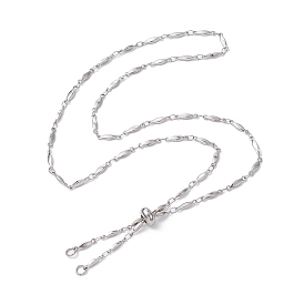 304 Stainless Steel Faceted Bar Link Chain Necklace Makings, Slider Necklace, Fit for Connector Charms