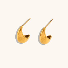 Hollow Banana Boat Earrings in Stainless Steel with 18K Gold Plating
