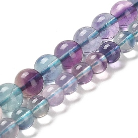 Natural Fluorite Beads Strands, Grade 5A, Round