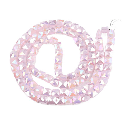 Galvanoplastie opaques couleur unie perles de verre brins, de couleur plaquée ab , facette, carrée