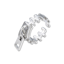 Zipper Shape Brass Cuff Ring for Women, Open Rings, Cadmium Free & Nickel Free & Lead Free