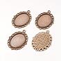 Zinc Alloy Pendant Settings for Cabochon & Rhinestone, DIY Findings for Jewelry Making, Lead Free and Cadmium Free, Oval