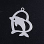 201 Stainless Steel Pendants, Dolphin with Heart