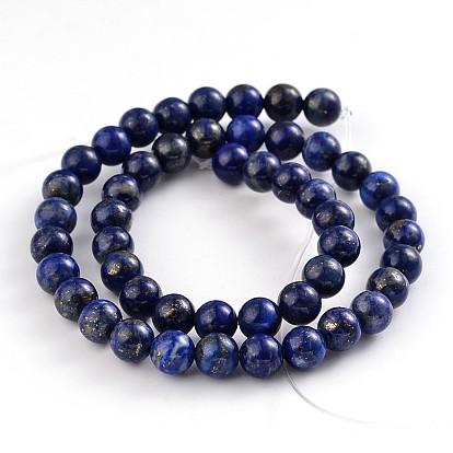 Lapis lazuli naturelles brins de perles rondes, teint