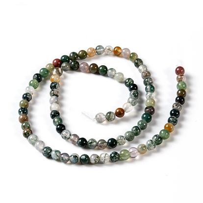 Round Natural Indian Agate Beads Strands