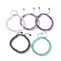 Nylon réglable bracelets cordon tressé de perles, avec des perles de pierre naturelles et synthétiques mélangées
