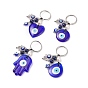 Porte-clés en lapis-lazuli naturel et perles d'eau douce, porte-clés mauvais œil, avec 304 accessoires en acier inoxydable