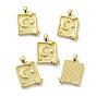 Eco-Friendly Brass Pendants, Long-Lasting Plated, Rectangle with Moon and Star