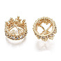 Brass Micro Pave Clear Cubic Zirconia Charms, Nickel Free, Crown