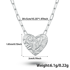 Heart Rhodium Plated Sterling Silver Paperclip Chains Pendant Necklaces for Women