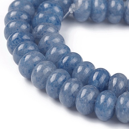 Azules naturales perlas de aventurina hebras, Rondana plana