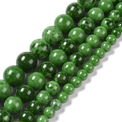 Synthetic Green Strawberry Quartz (Glass) Beads Strands, Round