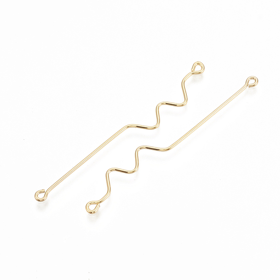 Brass Links/Connectors, Double Sided Eye Pins, Nickel Free