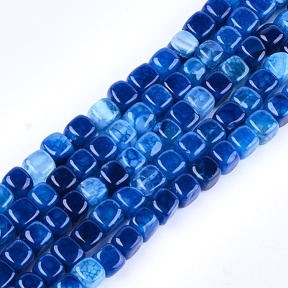 Natural Agate Beads Strands, Dyed, Cube