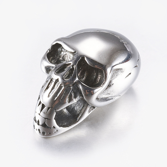 316 Surgical Stainless Steel Cord Ends, End Caps, Skull