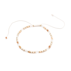 Bracelets de perles tressées en fil de nylon ajustable, avec des billes de verre et des perles de verre de semences