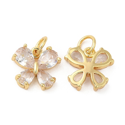 Rack Plating Brass Pave Clear Cubic Zirconia Butterfly Charms, with Jump Ring, Long-Lasting Plated, Lead Free & Cadmium Free