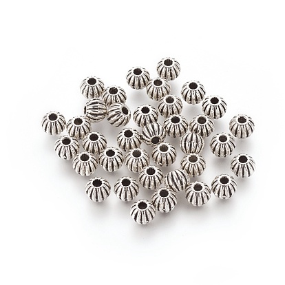 Tibetan Style Alloy Beads, Lead Free & Cadmium Free, Round, about 7mm in diameter, hole: 1mm