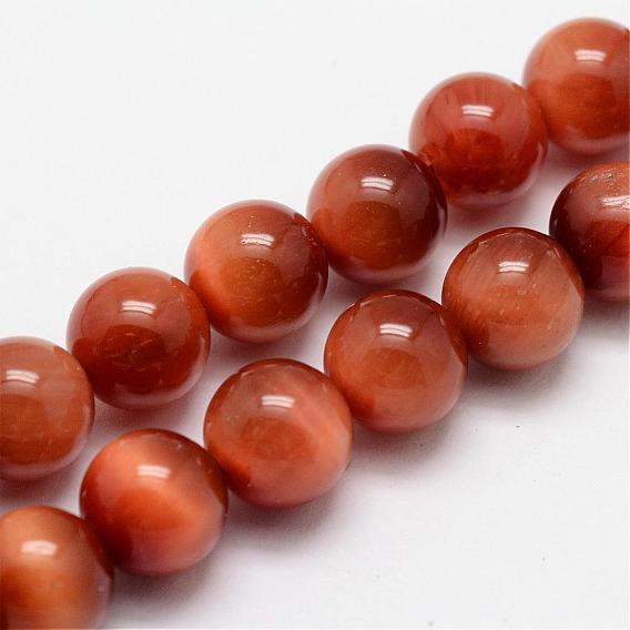 Natural Tiger Eye Bead Strands, Round, Dyed & Heated