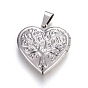 304 Stainless Steel Locket Pendants, Photo Frame Charms for Necklaces, Heart with Tree of Life