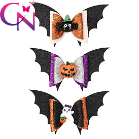 Halloween Kids Butterfly Bow Hair Clip - Flying Bat Hair Accessory, Ghost Pumpkin Baby Headband.