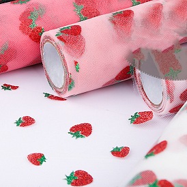 Rouleaux de tissu en tulle polyester m, Bobine de ruban déco maille fraise pour mariage et décoration