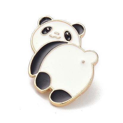 Cartoon Panda Enamel Pin, Panda Non Woven Fabric Brooch with Safety Chain