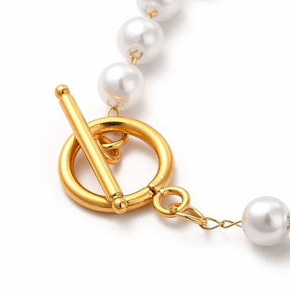 Colliers en perles d'imitation en plastique, placage ionique (ip) 304 bijoux en acier inoxydable pour femmes