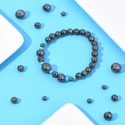 Bracelets extensibles de perles de bricolage faisant des kits, y compris les perles rondes de roche de lave naturelle électrolytique et le fil de cristal élastique