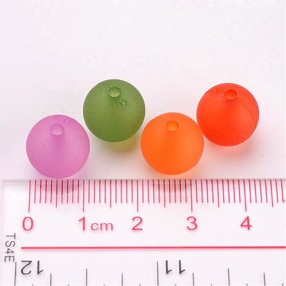 Perles acryliques transparentes, ronde, givré, 12mm, Trou: 2mm