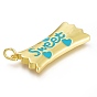 Real 18K Gold Plated Brass Enamel Pendants, Long-Lasting Plated, with Jump Rings, Lead Free & Cadmium Free, Rectangle with Word Sweet