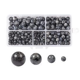 340Pcs 4 Sizes Natural Larvikite Beads, Round