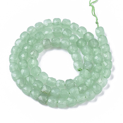 Natural Green Aventurine Beads Strands, Faceted, Cube