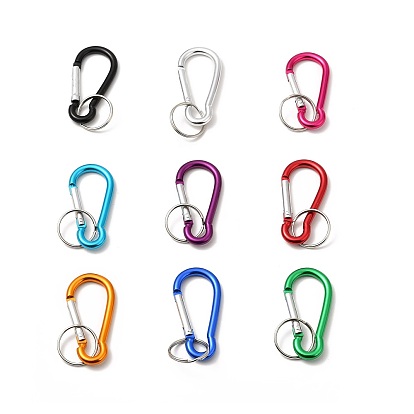 Aluminum Oval Carabiner Keychain, with Iron Clasps, 60.5x29mm