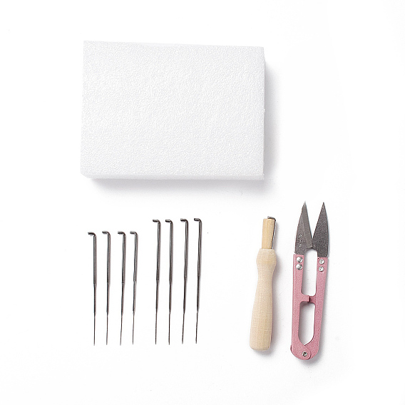 Набор инструментов для валяния своими руками, С железными иглами, пенопластовое шасси, деревянные ручки иглы и ножницы
