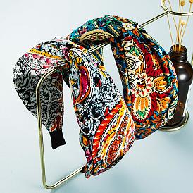 Bohemian Floral Print Cross Fabric Headband for Women