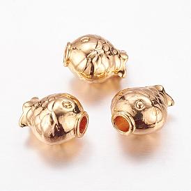 Real 24K Gold Plated Brass Beads, Long-Lasting Plated, Fish