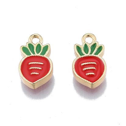 Brass Enamel Charms, Real 18K Gold Plated, Carrot Charms