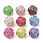 UV Plating Opeque Acrylic Beads, Metal Enlaced, Iridescent, Flower