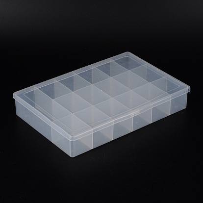 Récipients de stockage de perles en matière plastique, 17 compartiments, rectangle, 18.5x27x4.5 cm