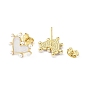 Rack Plating Brass Enamel Stud Earrings for Women, with Acrylic Beads and Ear Nuts, Cadmium Free & Lead Free, Heart